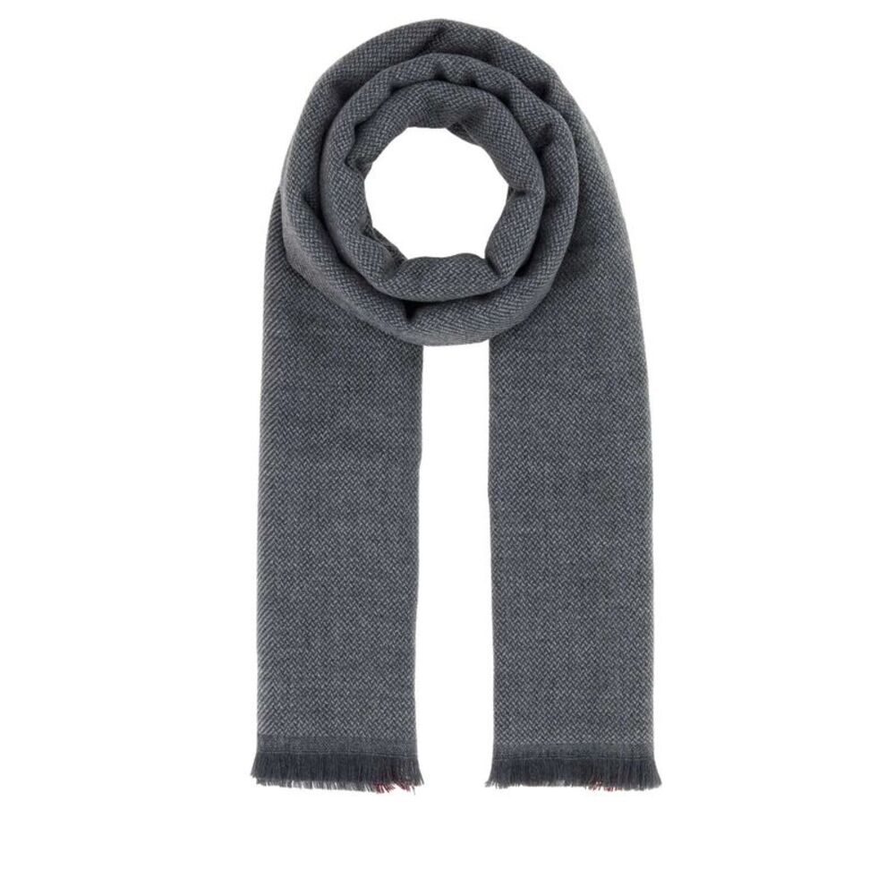 Brunello Cucinelli Men Grey Wool Blend Scarf